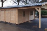Double Wooden Garage MULTI (44 mm) 6x6 m With Single Carport 3x6 m