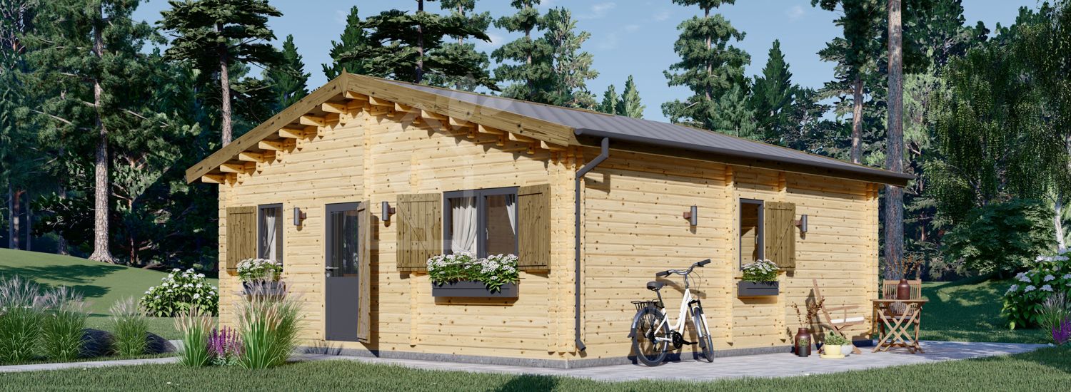 Log cabin HANNA 2 (44+44 mm), 7x8 m (24'x25'), 37 m² visualization 1