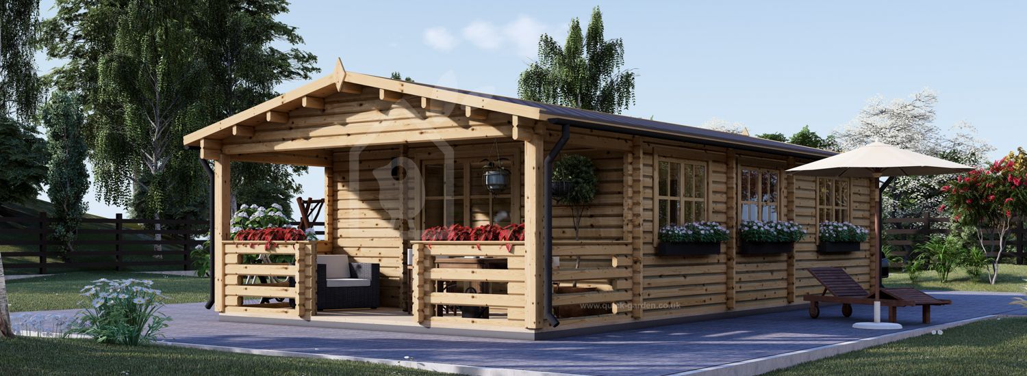 Residential Log Cabin HYMER (44+44 mm), 42 m² + 10 m² Terrace visualization 1