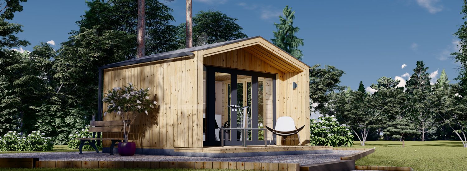 Garden Log Cabin PIA (34 mm + Cladding), 4x3 m (13'x10'), 12 m²